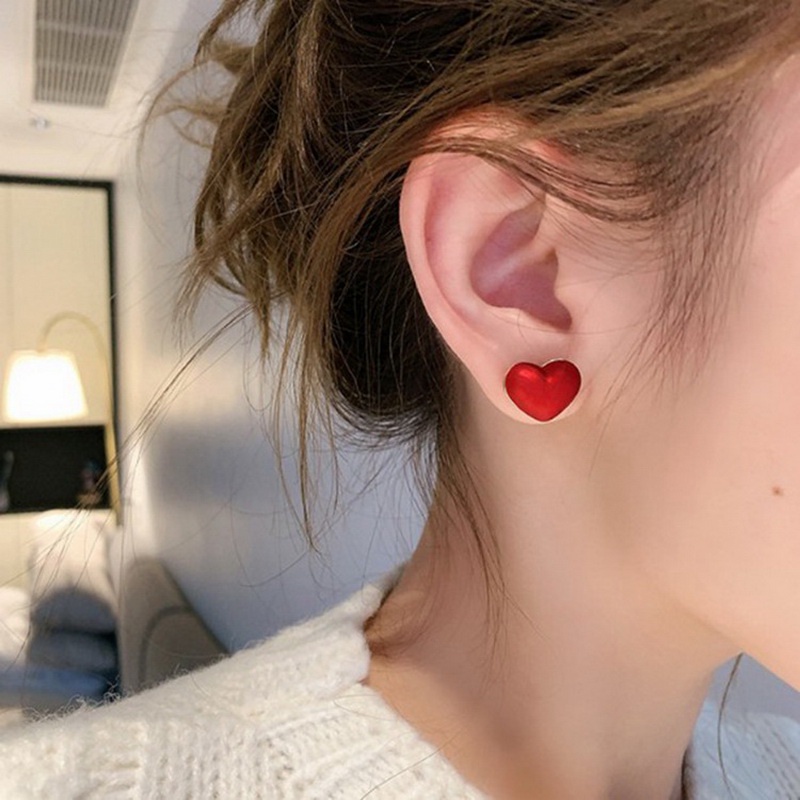 6 styles of red bow love heart diamond-painted women's earrings earrings Korean fashion jewelry festive lucky accessories