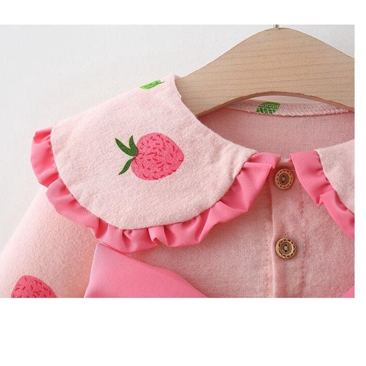 Dijamin Miring harga.. Dress Bayi 6 12 bulan baju bayi perempuan motif strawberry dress lucu import 