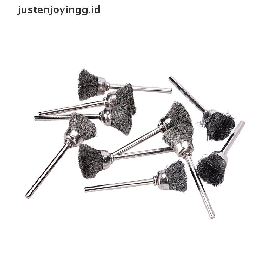 // justenjoyingg.id // 10PCS Stainless Steel Wire Cup Mini Brush Fits Dremel Rotary Tool Accessory 13mm ~