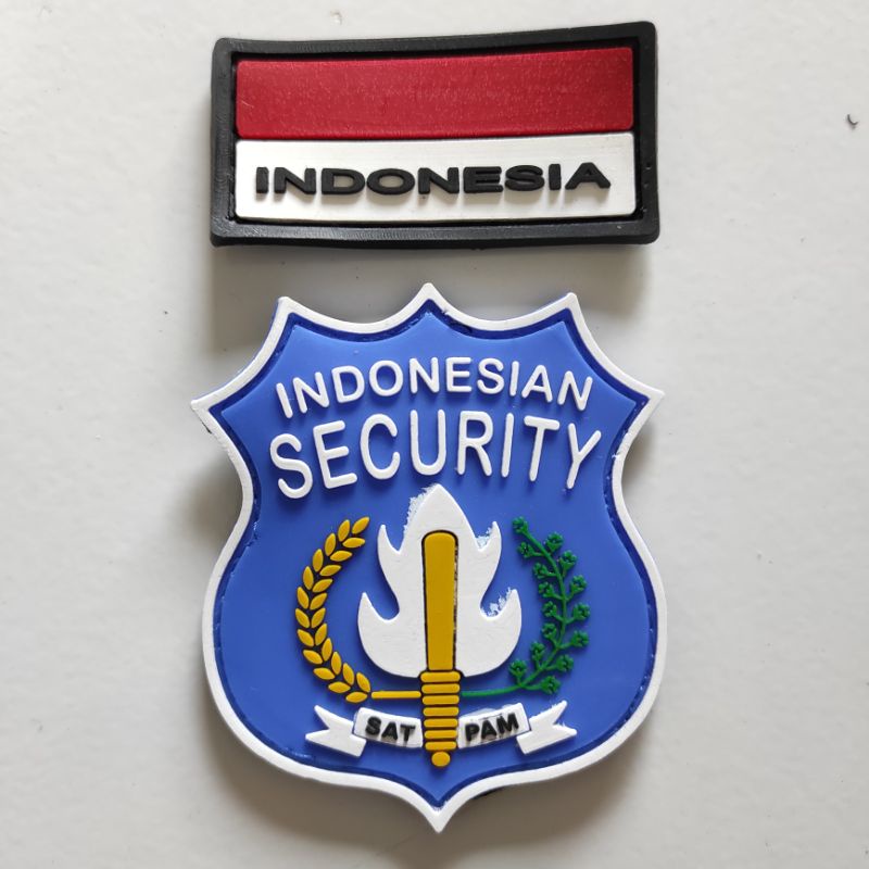 Jual PATCH RUBBER SATU SET LOGO SECURITY INDONESIAN DASAR BIRU+BENDERA