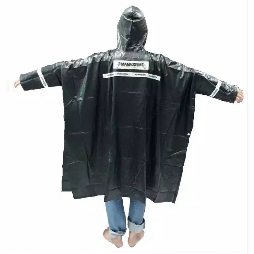 Jas Hujan Model Poncho Lengan Panjang Hitam Black Tebal Scotlight Ukuran Besar - Mantel Hujan Kalong Kelelawar Ponco Tangan Panjang