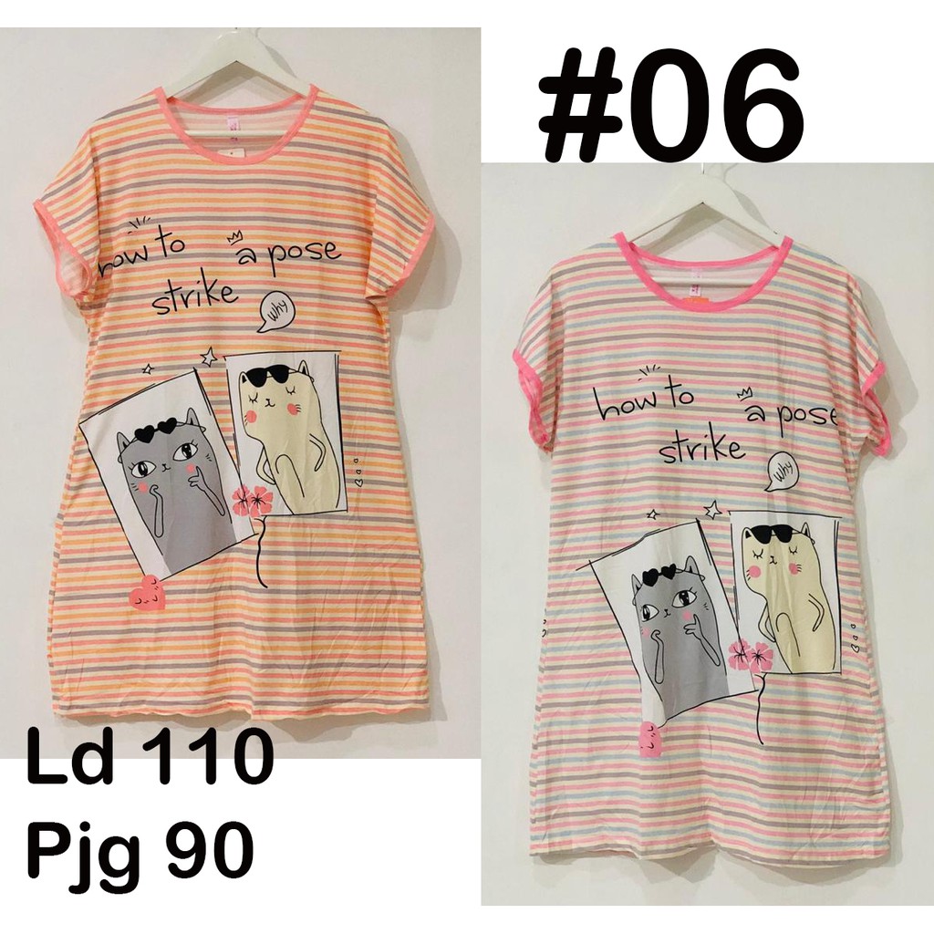 Daster Import Motif Salur Gambar Lucu | Setara Ukuran XXL | Ld 110