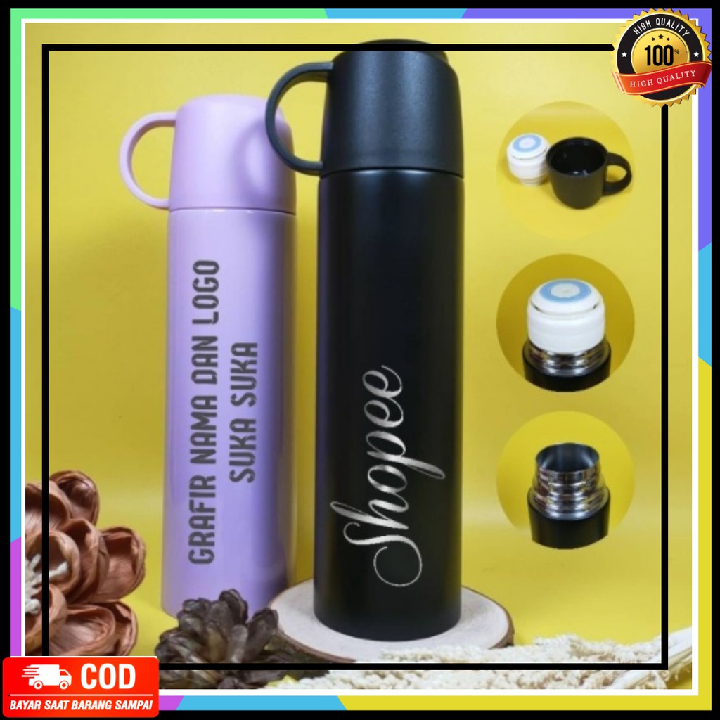 Termos Cangkir Air Panas Mini Custom Nama Logo Sendiri