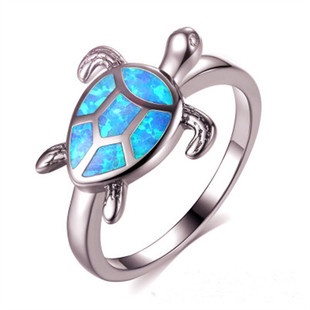 Black gold opal tortoise ring female opal European and American fashion ring