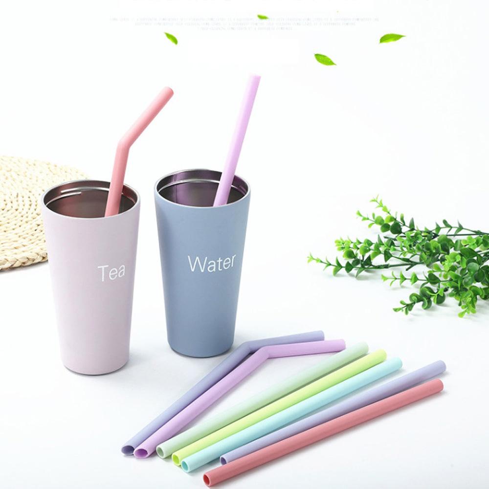 [Elegan] Sedotan Minum Teh Silikon Reusable Untuk Pernikahan Ulang Tahun Dengan Sikat Pembersih Perlengkapan Pesta