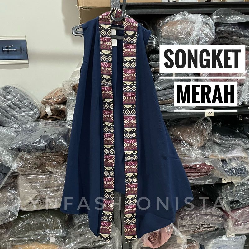 LYNFASHIONISTA-OUTER WANITA MUSLIM MOTIF SONGKET/KARDIGAN BOHEMIAN ETNIK BATIK MURAH/50