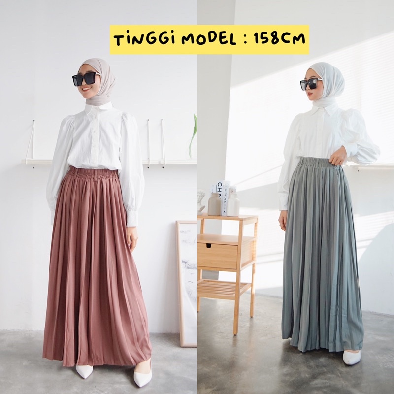 Aretha pleated skirt By March | Rok Plisket premium | panjang 98cm