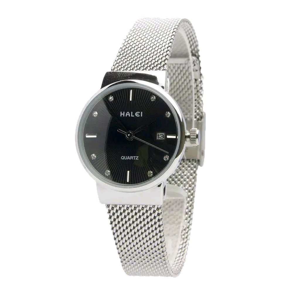 Jual Jam Tangan Wanita Rantai Pasir Halei 8024 Silver Murah