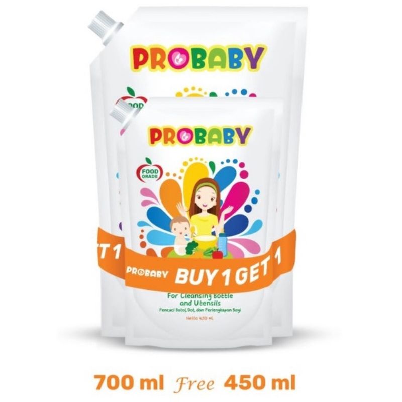 PROBABY Liquid Cleanser 700 ml FREE 450 ml Sabun Cuci Botol piring bayi dan anak