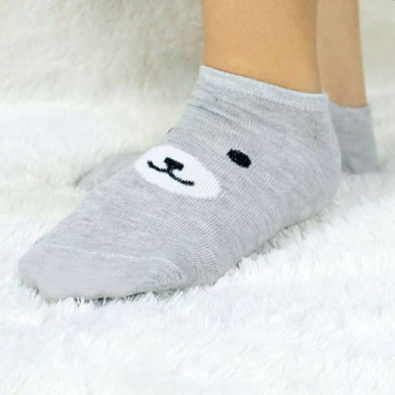 Kaos kaki ankle polos dan garis unisex-4