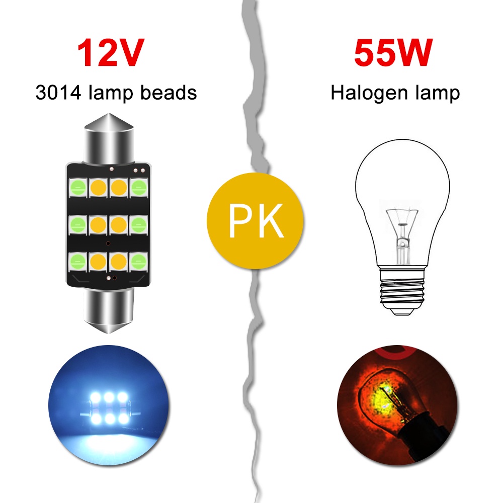 Lampu Baca LED 3 Warna T10 &amp; 31 36 39 39 41mm C5W W5W Untuk Interior Mobil