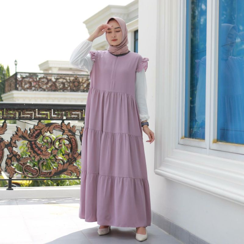 KAREN MAXI (ld102 pjg135) - Gamis Polos Emily Crepe