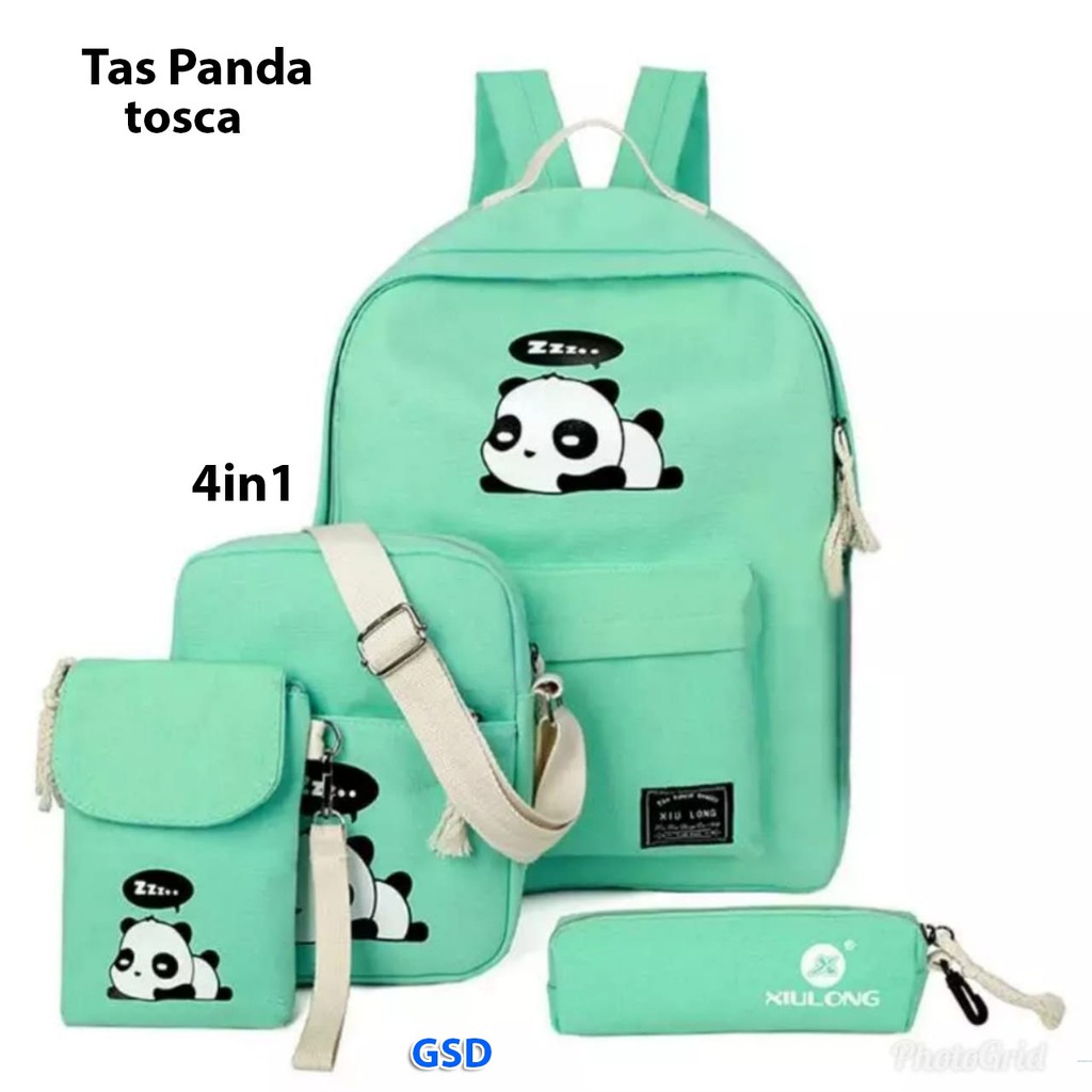 tas panda 4in1/paket tas sekolah anak/paket tas lokal murah/paket tas fashion anak/tas anak panda