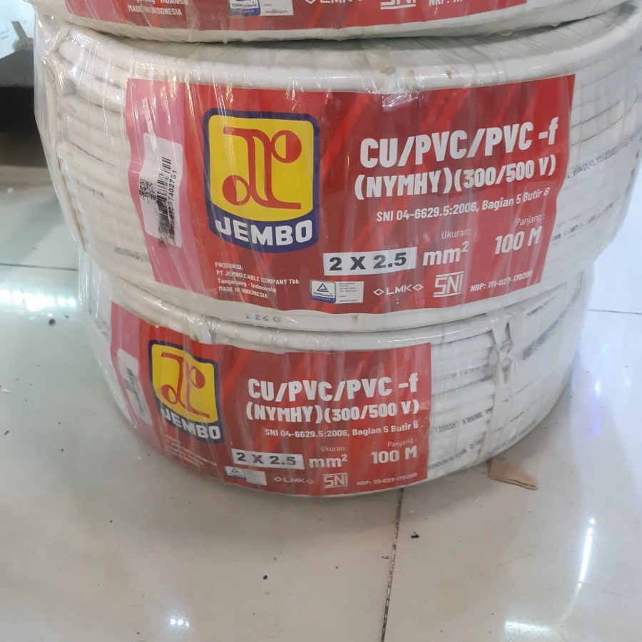 kabel nymhy 2x2.5 jembo 100m kabel serabut 2x2.5mm
