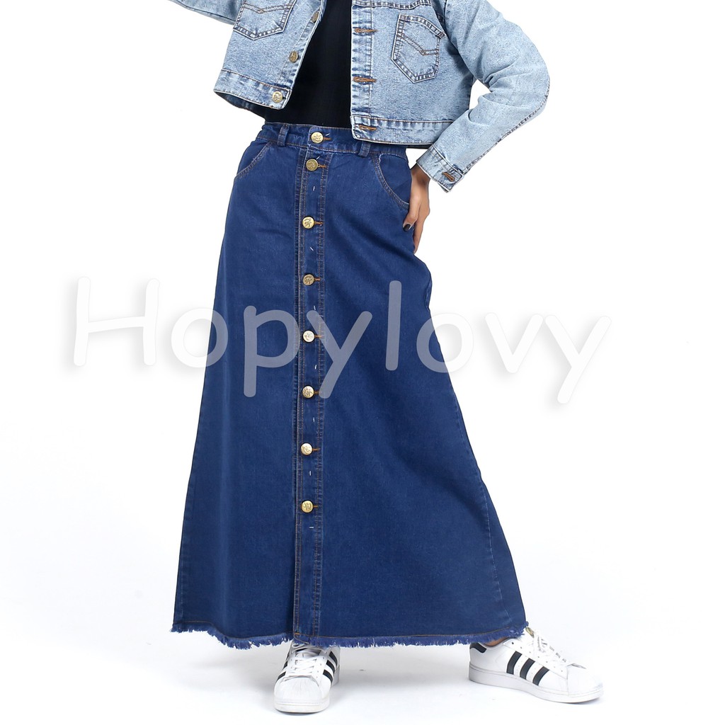 HOPYLOVY - Rok Jeans Panjang Button Up Fabian-3021 ROK PNJNG NAVY