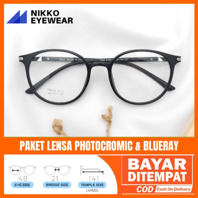 Paket Kacamata 8125 Lensa Antiradiasi Photocromic Blueray