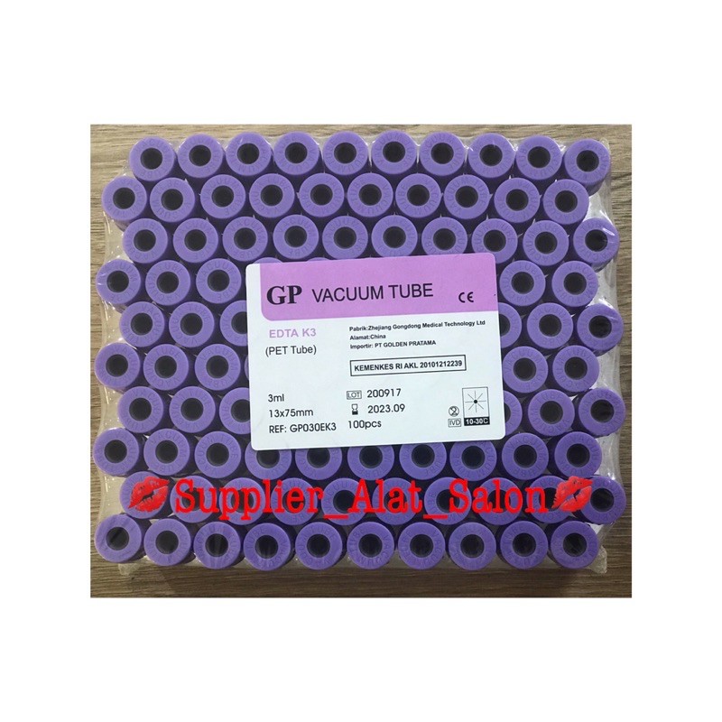 GP Vacuum Vacutainer Tube EDTA K3 PET 16x100 pcs Tabung Darah Edta vacum blood collection