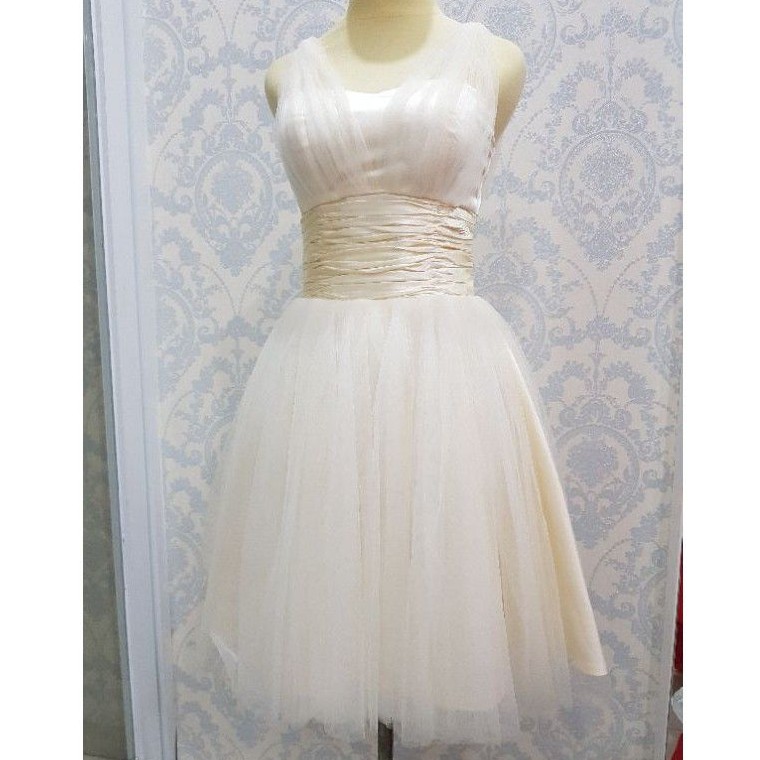 Dress tulle / tile pendek gading
