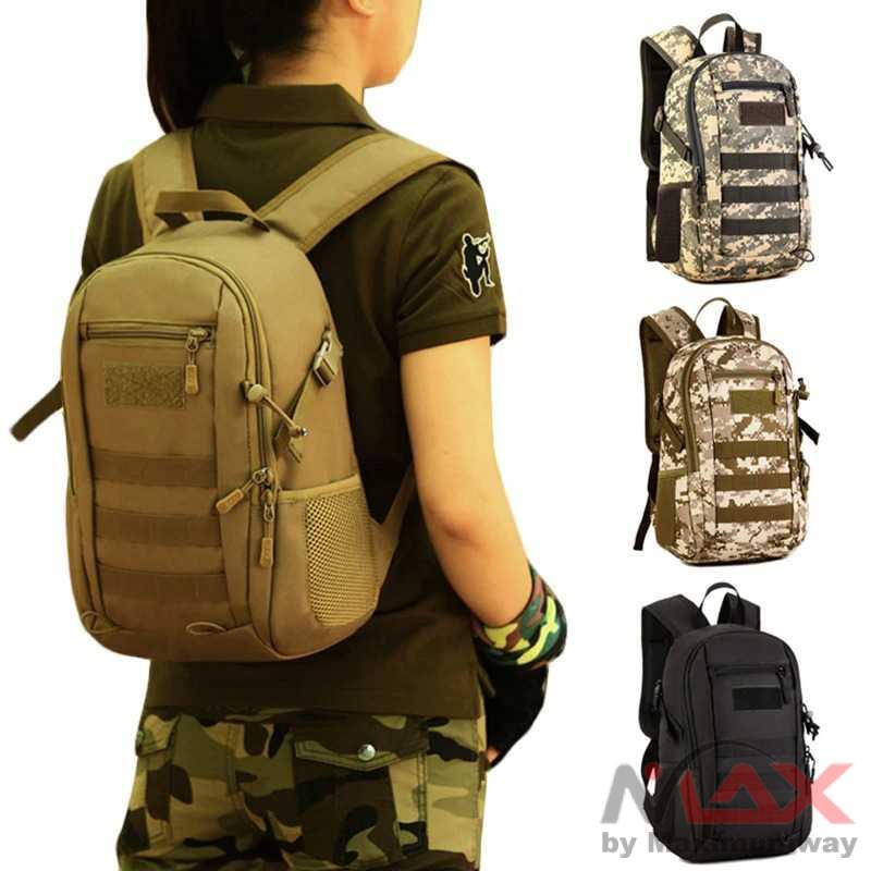 PROTPLUS Tas Ransel GAYA MILITER Anti Air Backpack Military Tactical Waterproof 15L Warna Hitam 12L Miliitary Tactical Backpack Waterproof Outdoor Miliitary Backpacks Outdoor Sport Bags for Camping Travel