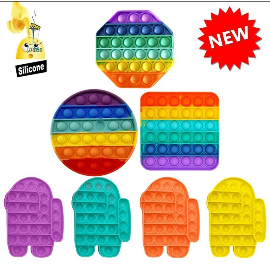 fidget push Pop Squishy Bubble Pop It Silikon Fidget Toy Pelangi Penghilang Stress MAINAN ANAK COD-2