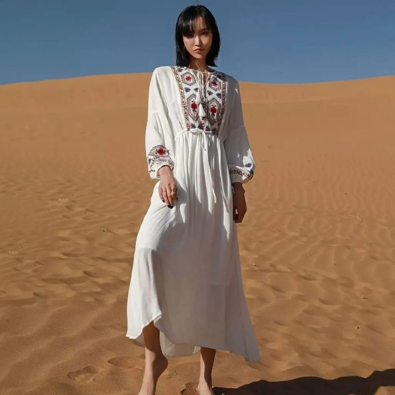 bohemian dress ethnic bordir boho