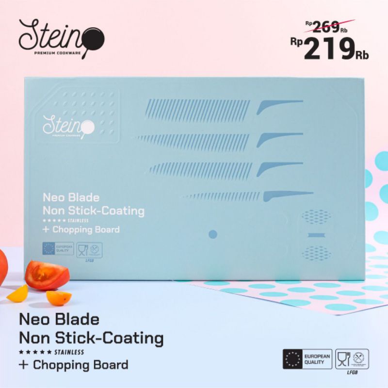 Steincookware knife set Neo Blade Non stick coating + chopping board