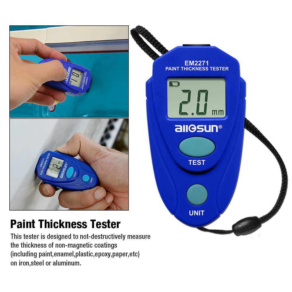 Alat Pengukur Ketebalan Cat Car Painting Thickness Gauges Meter - EM2271 - Blue