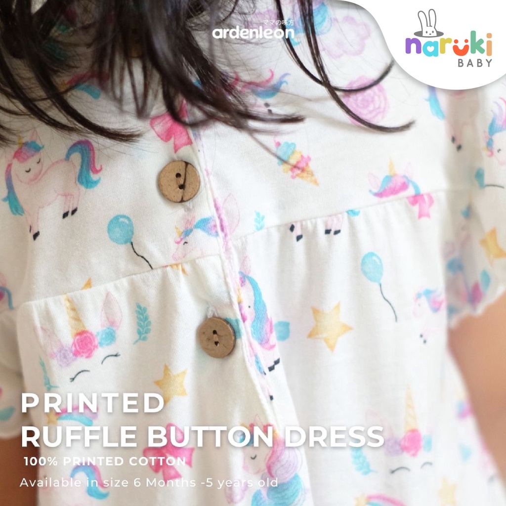 Ardenleon Ruffle Button Dress Printed Arden Leon Gaun Anak Perempuan
