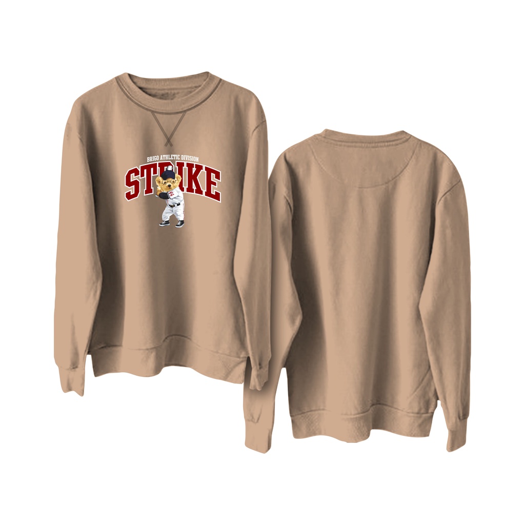 BRIGO Basic Sweatshirt BERUANG STRIKE II Sweater Crewneck BRIGO Sablon DTF Fleece Cotton II SIZE M-XXL (Pria &amp; Wanita) Free stiker&amp;Gantungan Kunci