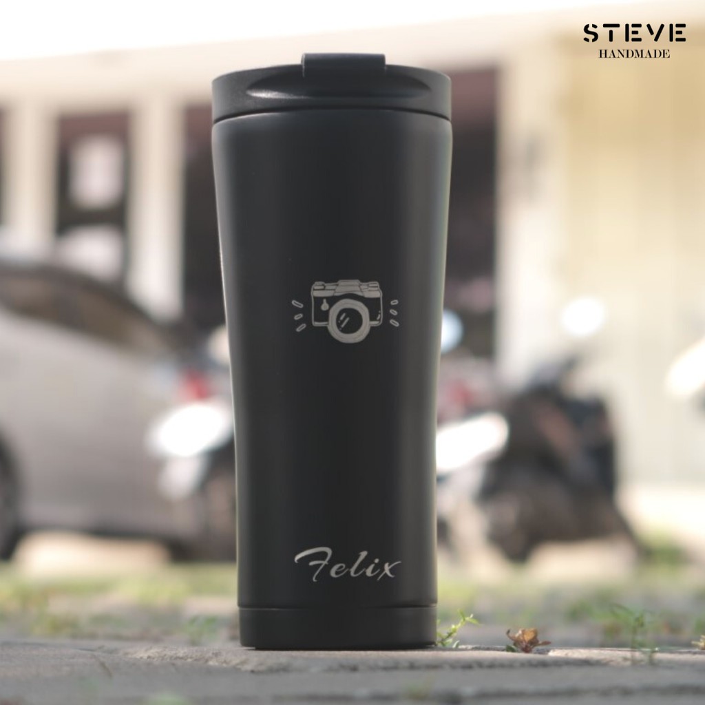 Botol minum stainless termos vacuum tumbler travel mug  TM0320 Black