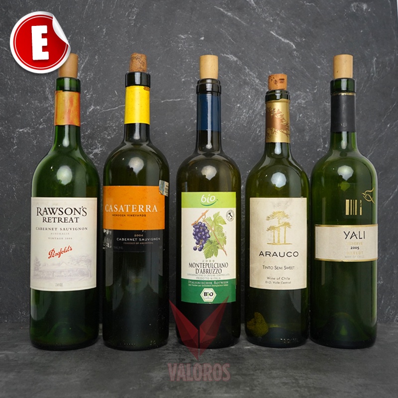 Botol Wine Bekas Shiraz Cabernet Souvignon Merlot Chardonnay Berbagai Negara