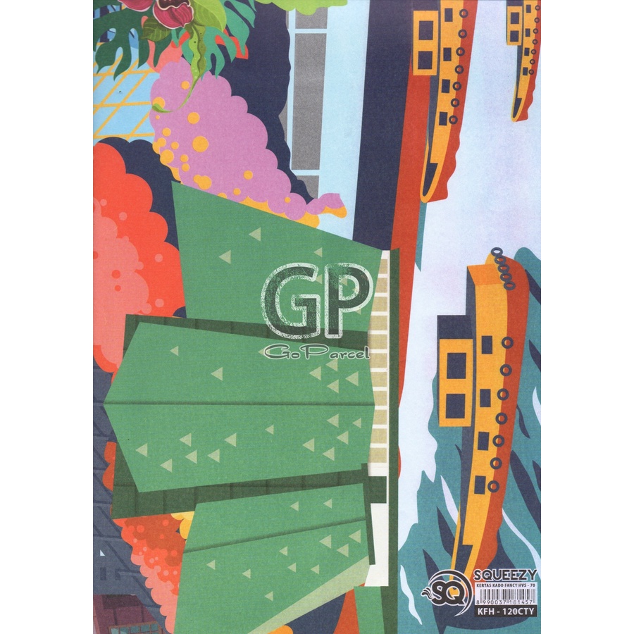 ( 5 Lembar ) KERTAS KADO SQ DOFF - GIFT WRAPPING PAPER MODERN CITY BUILDING KOTA EUSTHATIC