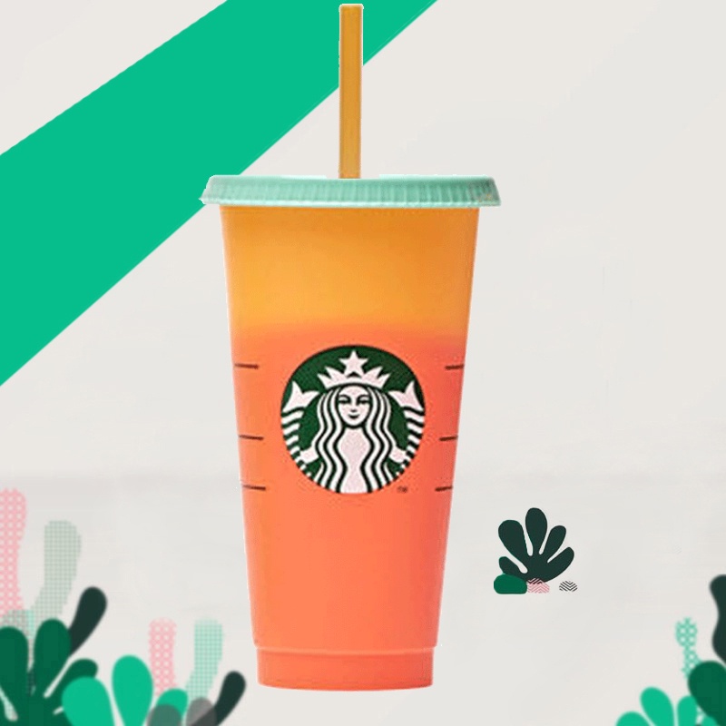 Tumbler Starbucks Color Changing Cups Orange Berubah Warna Colour Reusable Cup