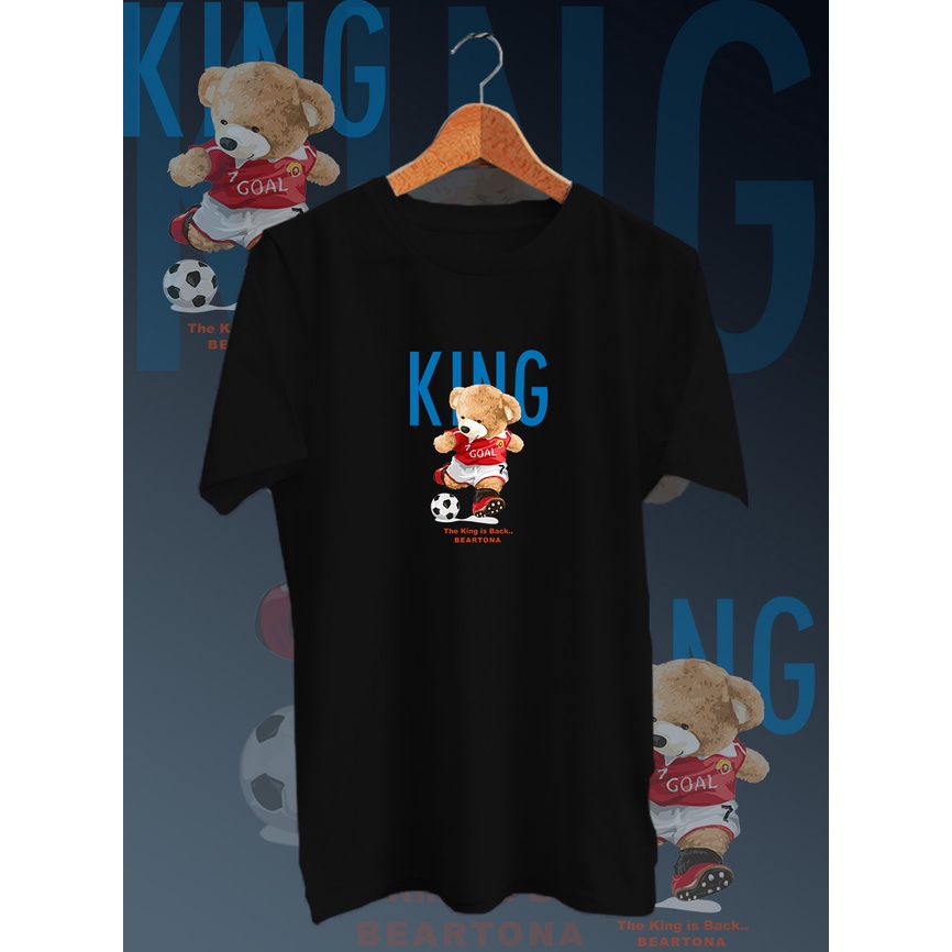 KAOS DISTRO PRIA COTTON COMBED PE 30S DEPAN /TSHIRT GAMBAR DIGITAL FULLPRINT BEAR KING NECK/LENGAN PENDEK