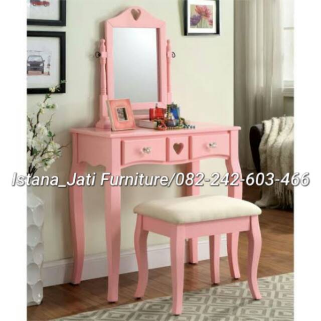 Meja rias pink love/meja rias minimalis duco/kursi sofa puff/kursi sofa stoll syahrini/figura kaca
