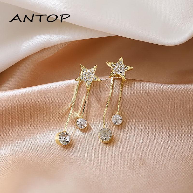 Anting Tusuk Gantung Temperament Bahan Sterling Silver 925 Desain Bintangrumbai Untuk Wanita