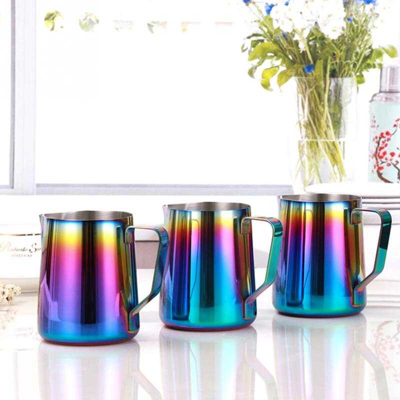 TD-DA One Two Cups Gelas Milk Jug Kopi Espresso Latte Art Rainbow Stainless