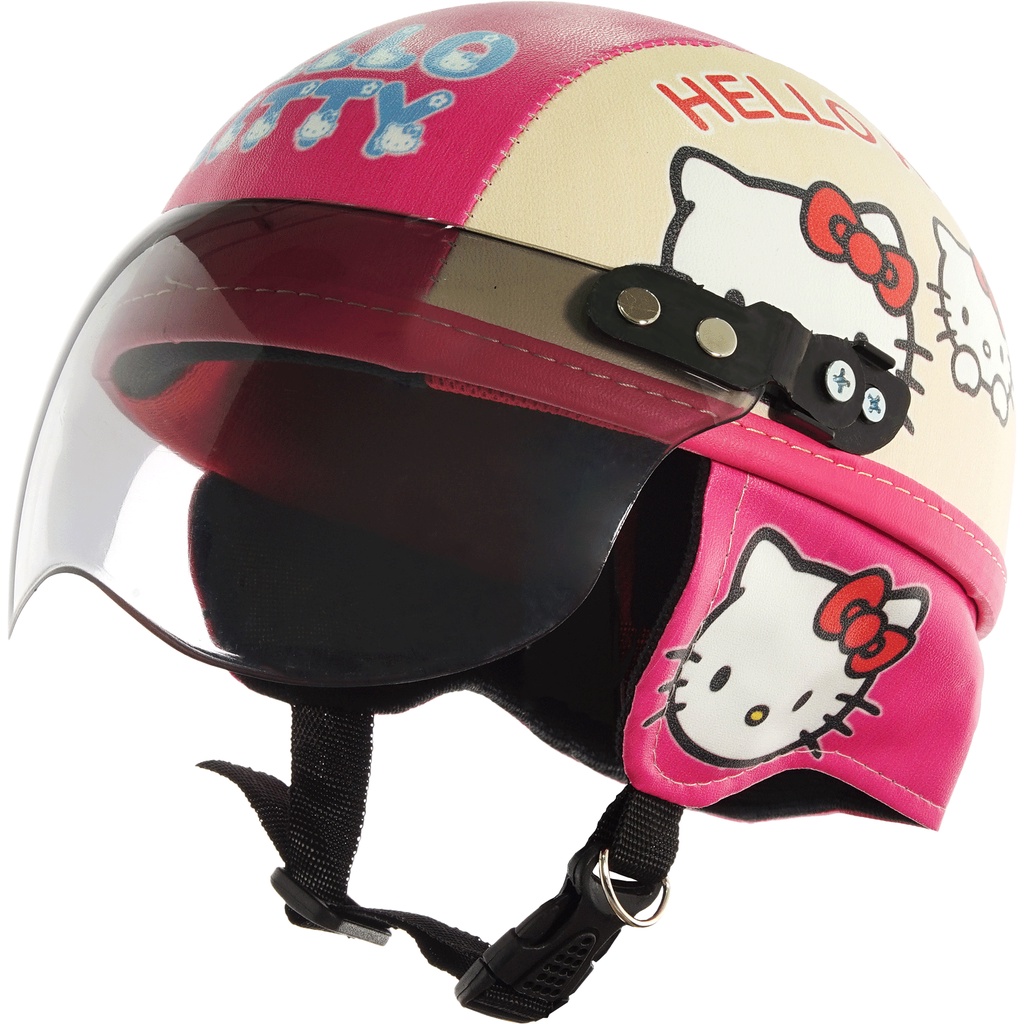 Helm Anak Karakter Usia 1 2 3 4 Tahun Motif Hello Kitty Cream Pink