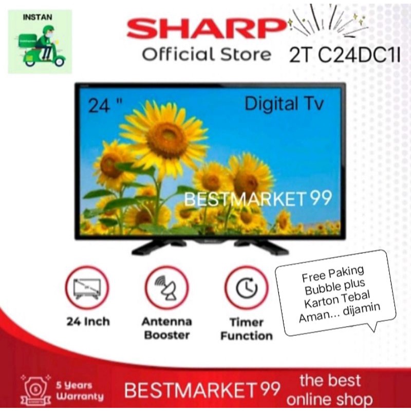 PROMO SHARP LED 24&quot; 2T C24DC1I AQUOS DIGITAL TV FREE ONGKIR SBY