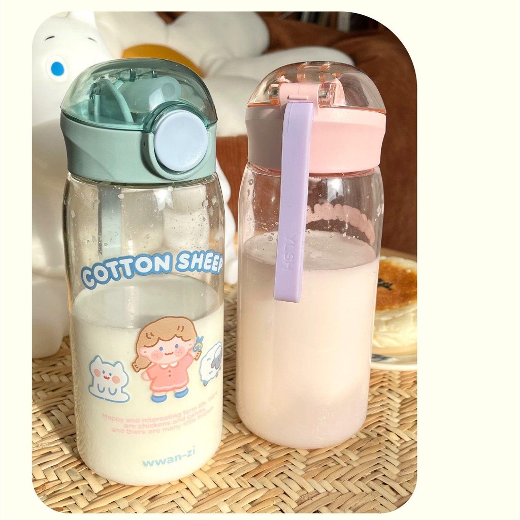 Solighter Botol Air Minum Anak Sekolah Portable Anti Bocor 450ML Cup Plastik