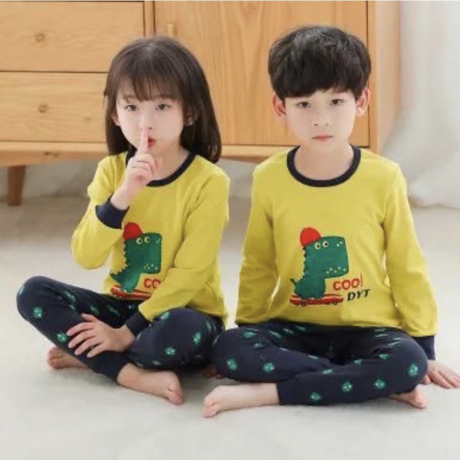 BAJU PIYAMA ANAK IMPORT KAOS KATUN SET CELANA PANJANG AMANAH READY