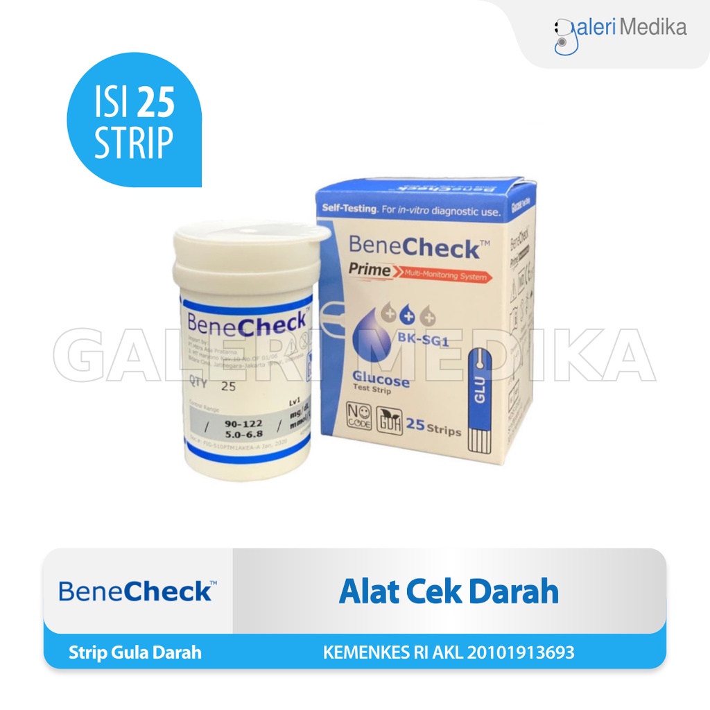 Benecheck Prime- Test Strip Gula Darah / BeneCheck PRIME Test Strip Glucose