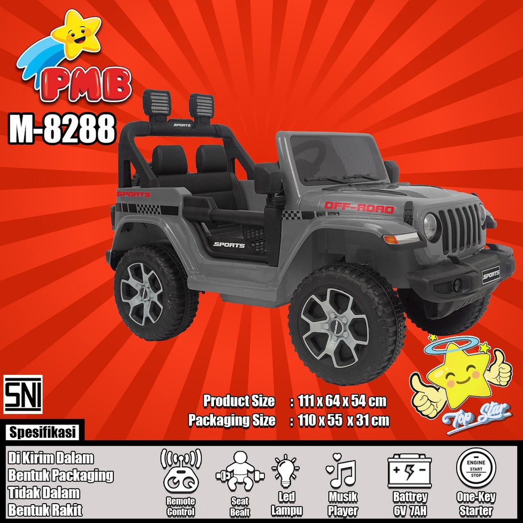 Mainan Mobil Aki Anak Jeep OFF ROAD PMB M8288 REMOTE BLUETOOTH/KADO ULTAH ANAK/MOBIL REMOT CONTROL