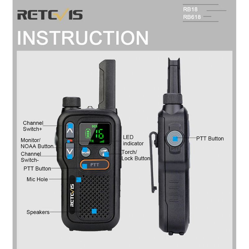 Retevis Mini Walkie Talkie 446MHz 0.5W PMR446 Version