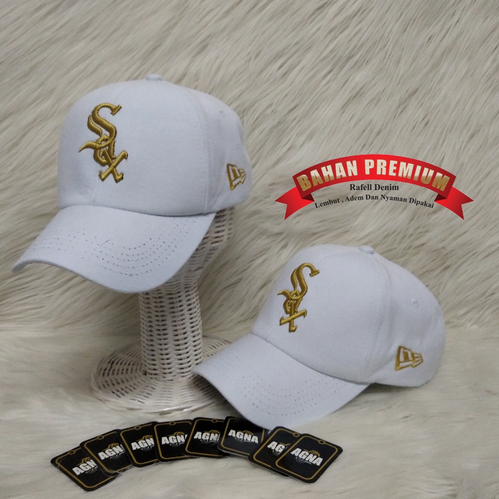 Topi MLB Topi Pria Logo SOX Topi New Era Topi Pria  Topi Baseball Bahan Rafell Denim Tebal