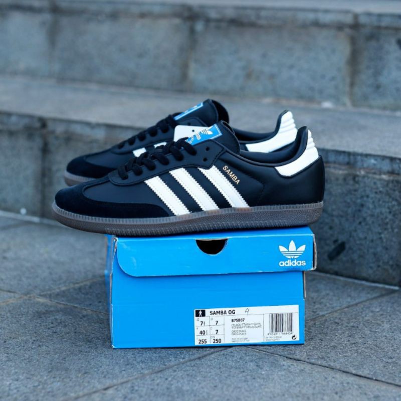 SEPATU - SEPATU ADIDAS SAMBA OG BLACK WHITE SOLE GUM ORIGINAL BNIB