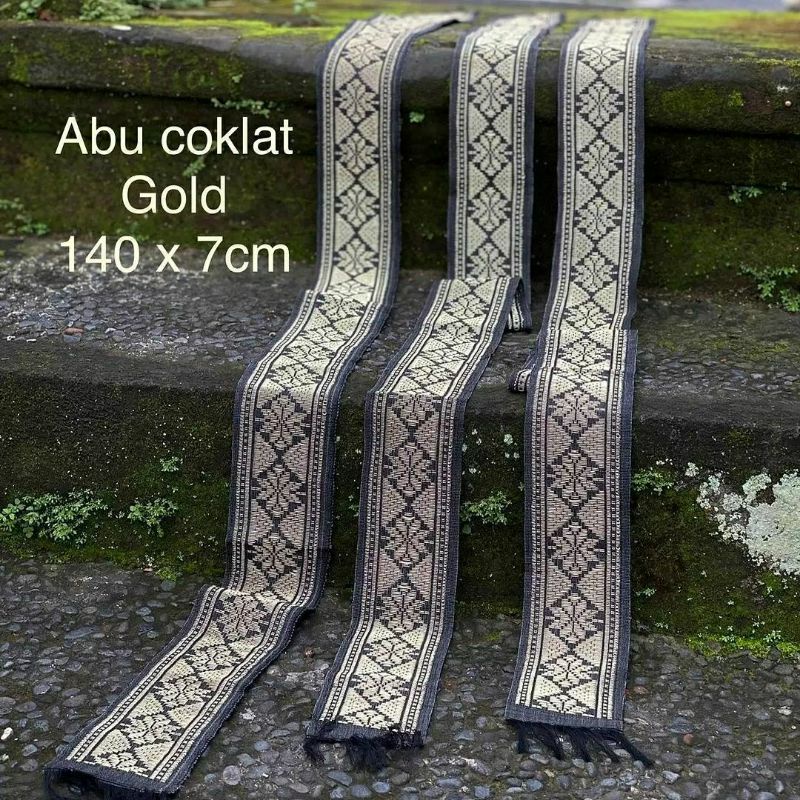 Selendang Songket ASLI (Tenunan khas BALI)-Abu gold