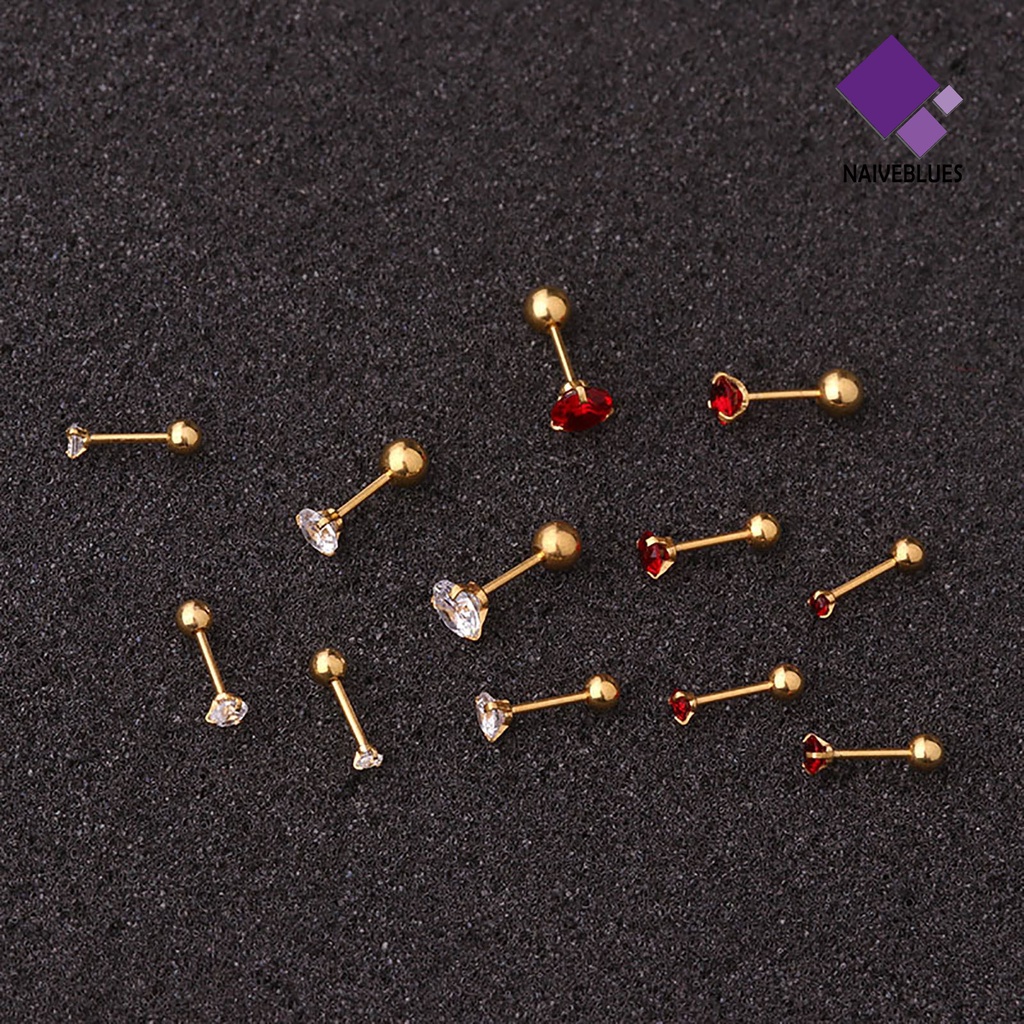 1pc Anting Stud Cubic Zirconia Shiny Warna-Warni Untuk Wanita