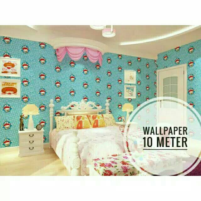 WALLPAPER STICKER | MOTIF DORAEMON HAPPY | Lebar 45cm x Panjang 9 meter