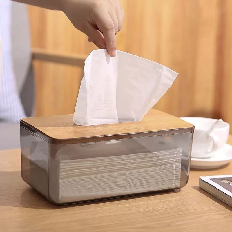 Runieco Kotak Tissue Kayu Minimalis/ Kotak Tissue Kayu Transparan/ Kotak Tissue Estetik